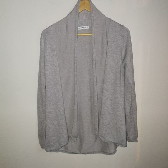ZARA KNIT Grey Lightweight Open Front Casual Cardigan Size Medium - Picture 2 of 12
